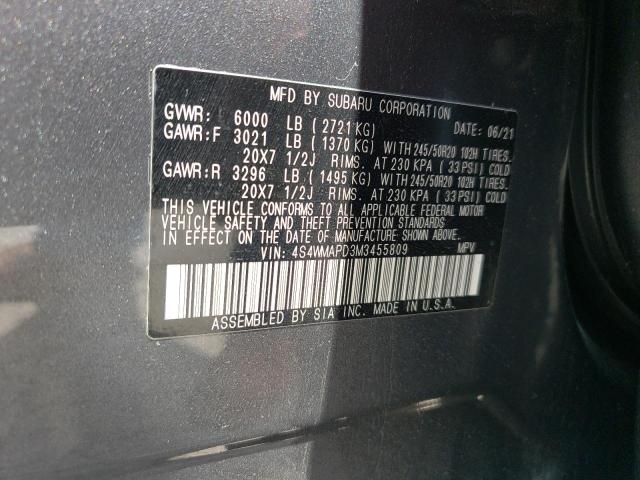 Photo 10 from auction – 2021 SUBARU ASCENT LIM with VIN 4S4WMAPD3M3455809