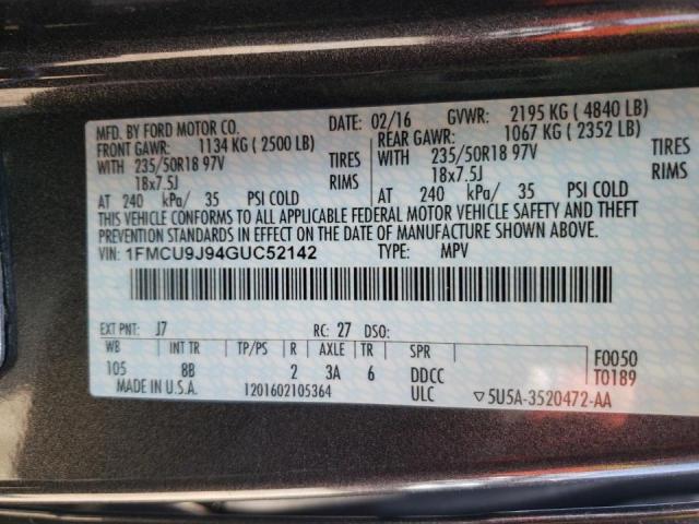 Photo 10 from auction – 2016 FORD ESCAPE TIT with VIN 1FMCU9J94GUC52142