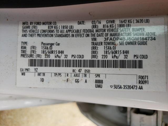 Photo 10 from auction – 2016 FORD FIESTA SE with VIN 3FADP4BJ8GM164734