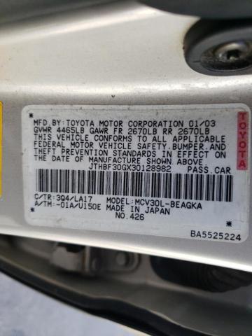 Photo 10 from auction – 2003 LEXUS ES 300 with VIN JTHBF30GX30128982