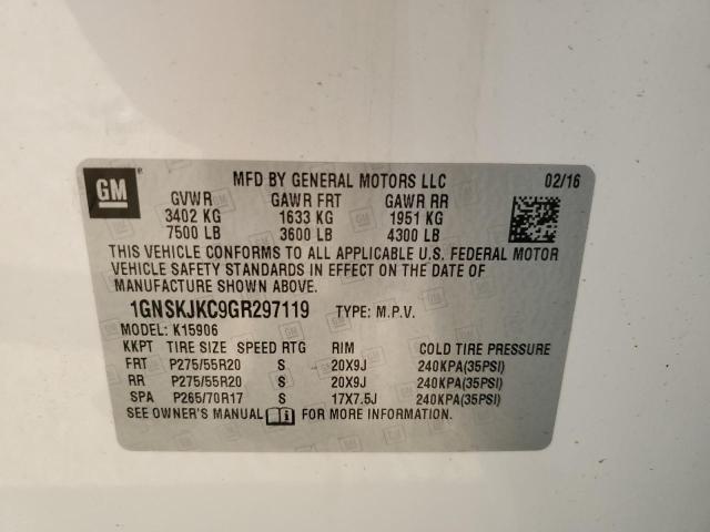 Photo 10 from auction – 2016 CHEVROLET SUBURBAN K with VIN 1GNSKJKC9GR297119