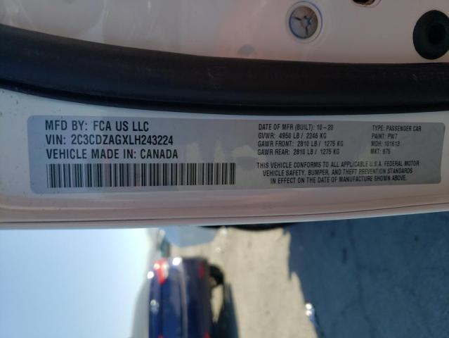 Photo 10 from auction – 2020 DODGE CHALLENGER with VIN 2C3CDZAGXLH243224