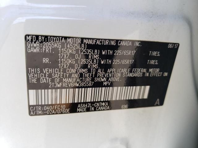 Photo 10 from auction – 2017 TOYOTA RAV4 with VIN 2T3WFREV6HW385587