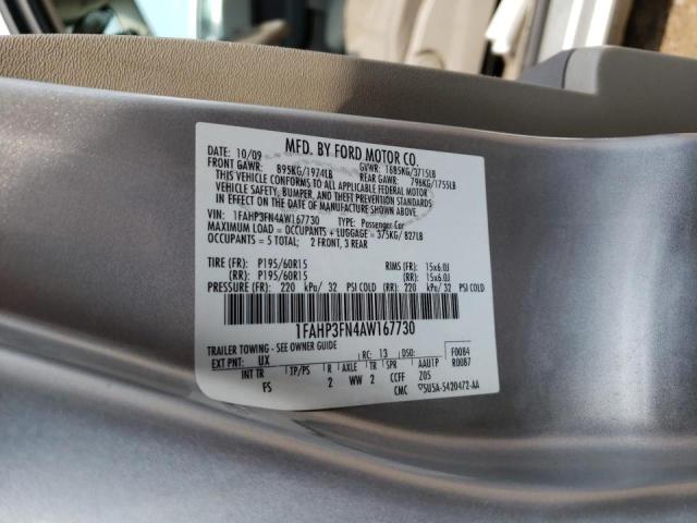 Photo 10 from auction – 2010 FORD FOCUS SE with VIN 1FAHP3FN4AW167730