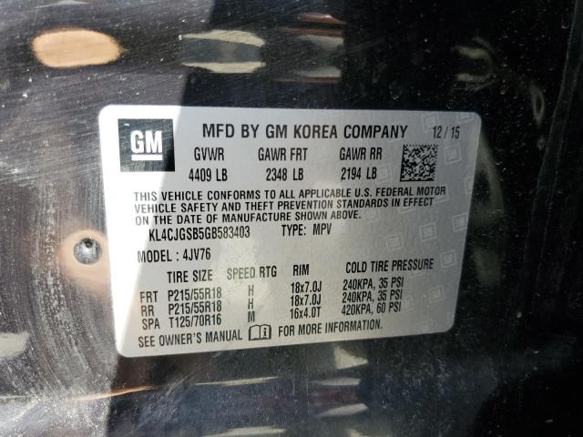 Photo 10 from auction – 2016 BUICK ENCORE with VIN KL4CJGSB5GB583403