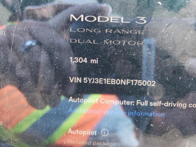 Photo 8 from auction – 2022 TESLA MODEL 3 with VIN 5YJ3E1EB0NF175002