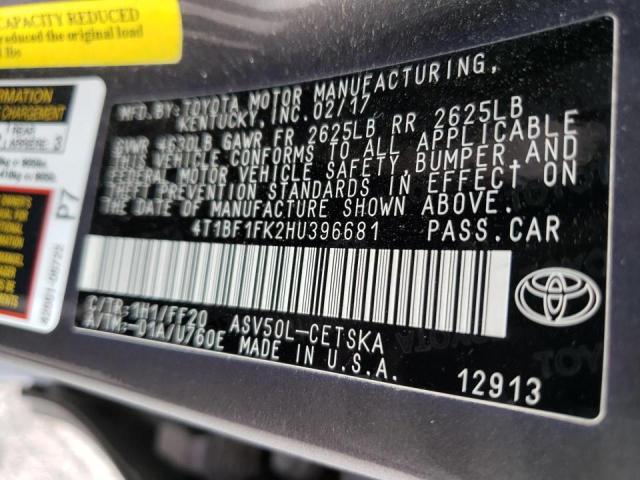 Photo 10 from auction – 2017 TOYOTA CAMRY LE with VIN 4T1BF1FK2HU396681