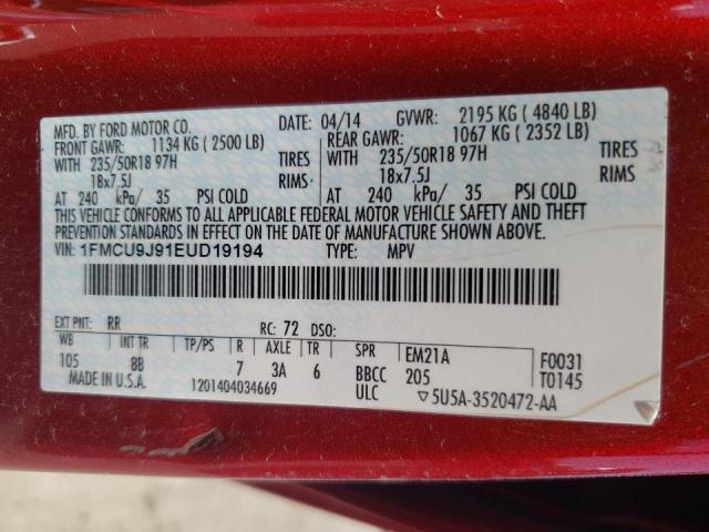 Photo 10 from auction – 2014 FORD ESCAPE TIT with VIN 1FMCU9J91EUD19194