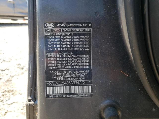 Photo 10 from auction – 2005 LAND ROVER LR3 SE with VIN SALAE25435A334773