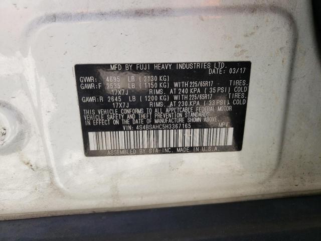 Photo 10 from auction – 2017 SUBARU OUTBACK 2. with VIN 4S4BSAHC5H3367165