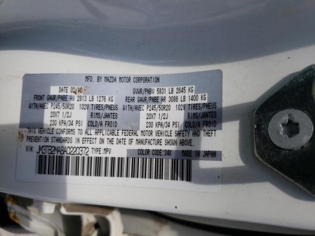 Photo 10 from auction – 2010 MAZDA CX-9 with VIN JM3TB2MA8A0220372