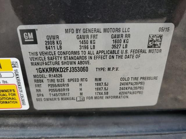 Photo 10 from auction – 2015 GMC ACADIA SLT with VIN 1GKKRRKD2FJ353060