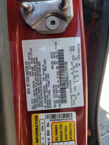 Photo 10 from auction – 2015 FORD FUSION SE with VIN 3FA6P0HD3FR289189