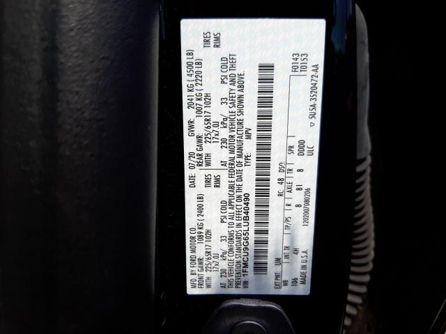 Photo 10 from auction – 2020 FORD ESCAPE SE with VIN 1FMCU9G65LUB40490