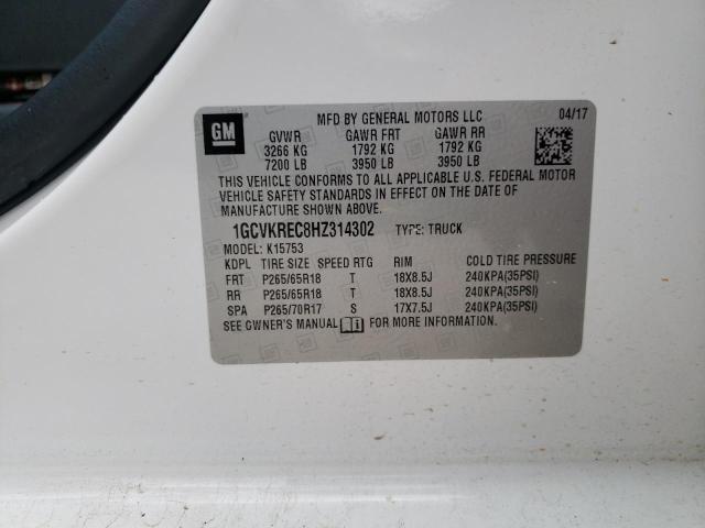 Photo 10 from auction – 2017 CHEVROLET SILVERADO with VIN 1GCVKREC8HZ314302