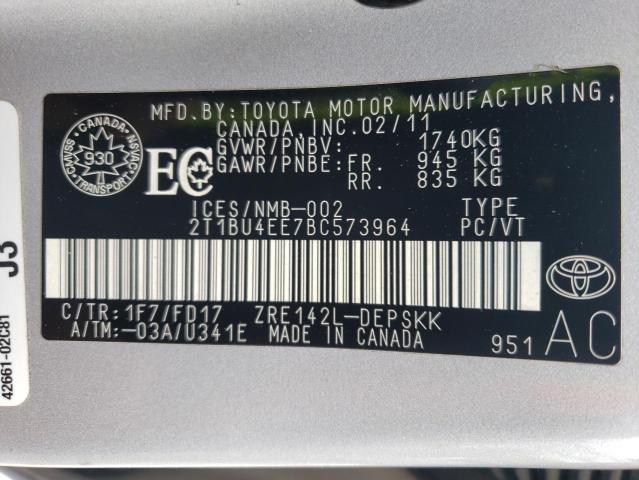 Photo 10 from auction – 2011 TOYOTA COROLLA BA with VIN 2T1BU4EE7BC573964