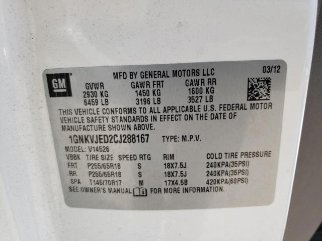 Photo 10 from auction – 2012 CHEVROLET TRAVERSE L with VIN 1GNKVJED2CJ288167