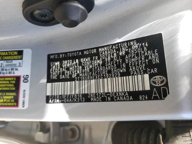 Photo 10 from auction – 2014 TOYOTA COROLLA L with VIN 2T1BURHEXEC192929