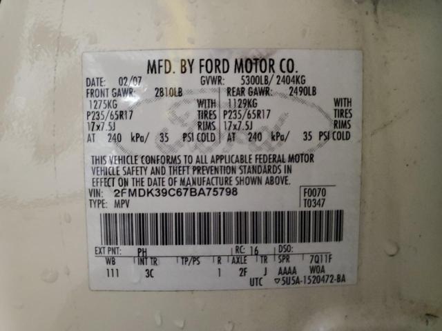 Photo 10 from auction – 2007 FORD EDGE SEL P with VIN 2FMDK39C67BA75798