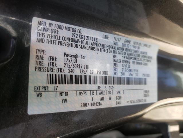 Photo 10 from auction – 2018 FORD FOCUS SEL with VIN 1FADP3M23JL213945