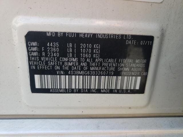Photo 10 from auction – 2011 SUBARU LEGACY 2.5 with VIN 4S3BMBG63B3260719