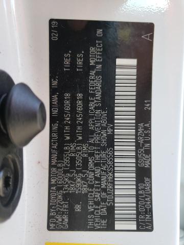 Photo 10 from auction – 2019 TOYOTA HIGHLANDER with VIN 5TDJZRFH6KS585565