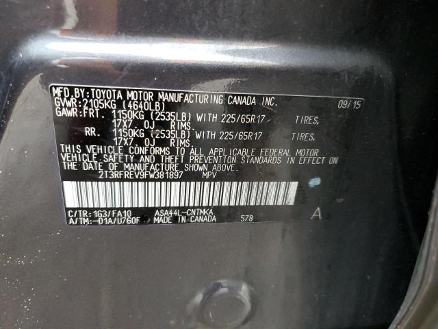 Photo 10 from auction – 2015 TOYOTA RAV4 XLE with VIN 2T3RFREV9FW381897