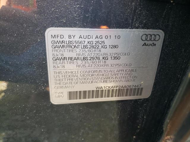 Photo 10 from auction – 2010 AUDI Q5 PREMIUM with VIN WA1CKAFP2AA067447
