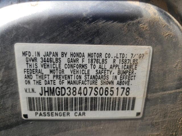 Photo 10 from auction – 2007 HONDA FIT with VIN JHMGD38407S065178