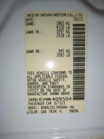 Photo 10 from auction – 2021 NISSAN ALTIMA SR with VIN 1N4BL4CV4MN409504