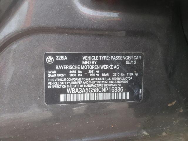 Photo 10 from auction – 2012 BMW 328 I with VIN WBA3A5G58CNP16836
