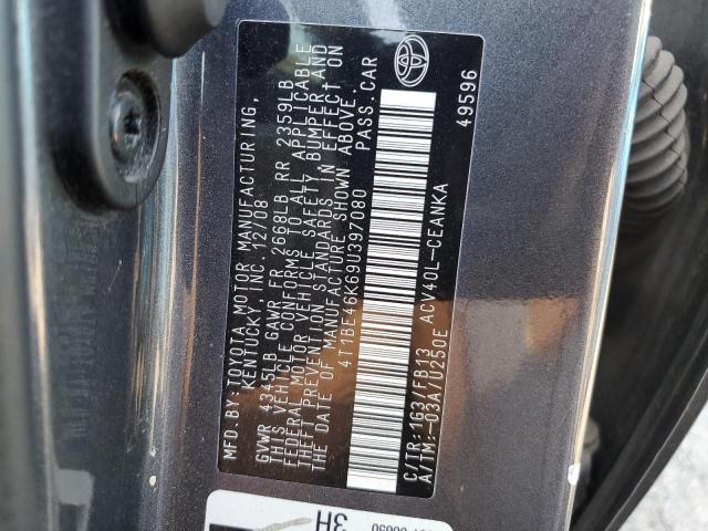 Photo 10 from auction – 2009 TOYOTA CAMRY BASE with VIN 4T1BE46K69U397080