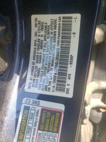 Photo 10 from auction – 2006 HONDA CIVIC LX with VIN 1HGFA16556L008068
