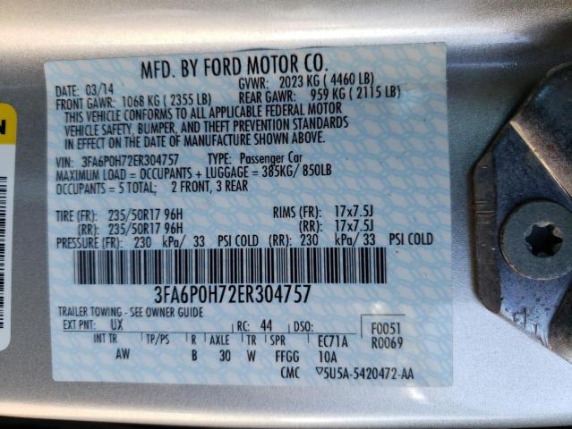 Photo 10 from auction – 2014 FORD FUSION SE with VIN 3FA6P0H72ER304757