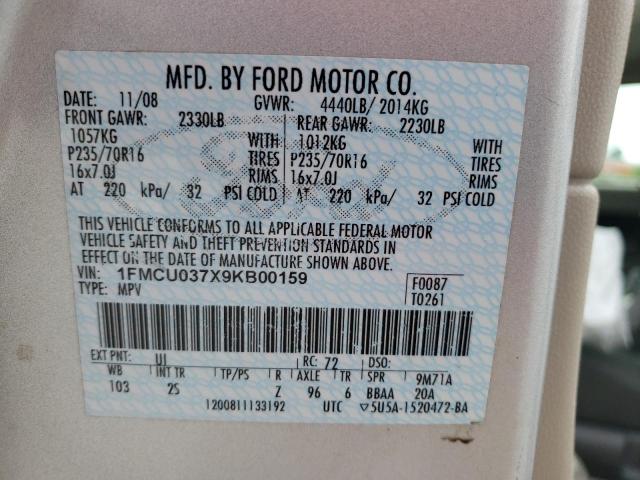 Photo 10 from auction – 2009 FORD ESCAPE XLT with VIN 1FMCU037X9KB00159