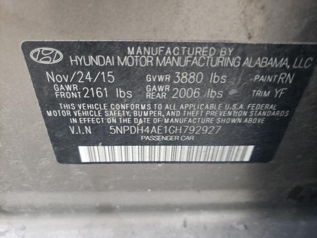 Photo 10 from auction – 2016 HYUNDAI ELANTRA SE with VIN 5NPDH4AE1GH792927