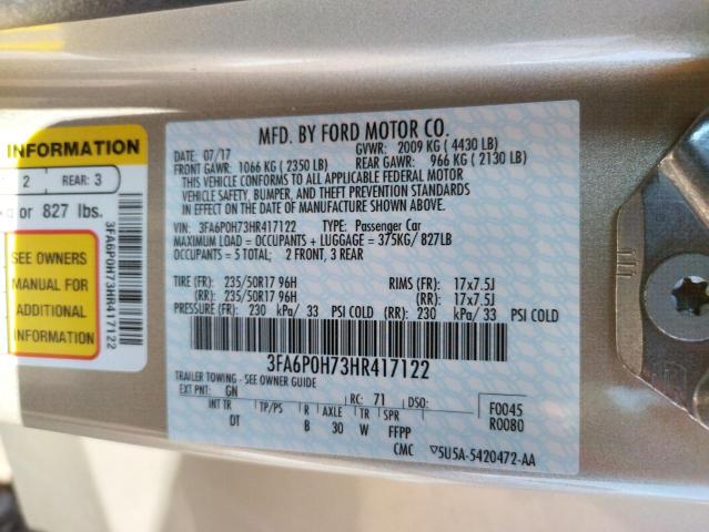 Photo 10 from auction – 2017 FORD FUSION SE with VIN 3FA6P0H73HR417122