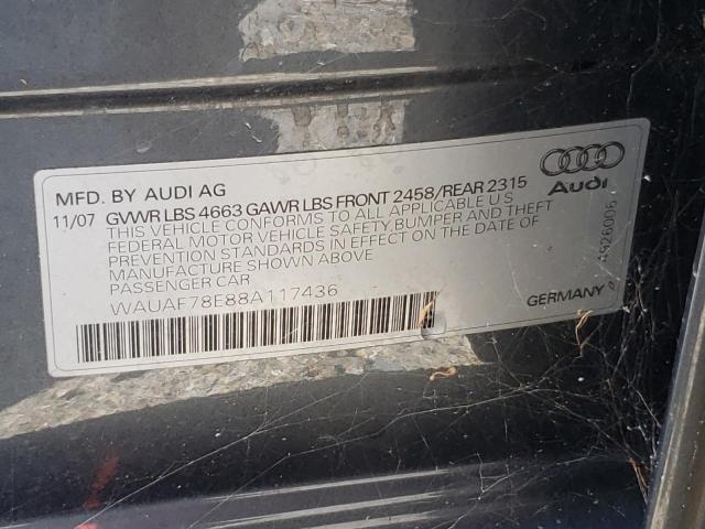 Photo 10 from auction – 2008 AUDI A4 2.0T with VIN WAUAF78E88A117436