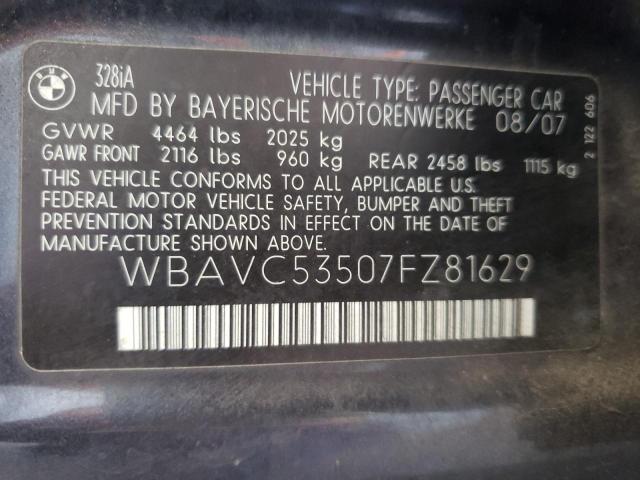 Photo 10 from auction – 2007 BMW 328 I SULE with VIN WBAVC53507FZ81629