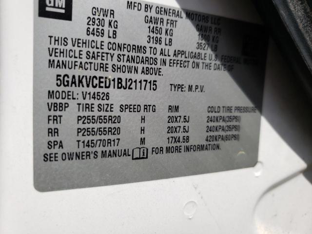 Photo 10 from auction – 2011 BUICK ENCLAVE CX with VIN 5GAKVCED1BJ211715