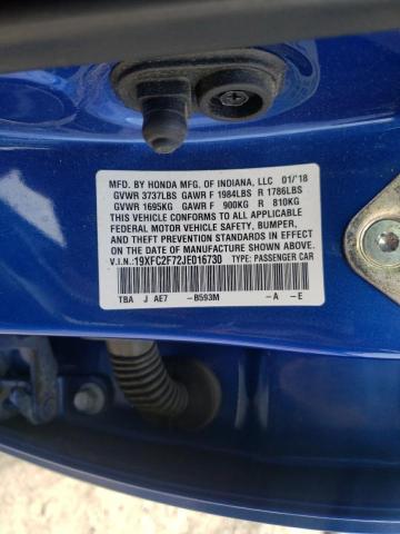 Photo 10 from auction – 2018 HONDA CIVIC EX with VIN 19XFC2F72JE016730