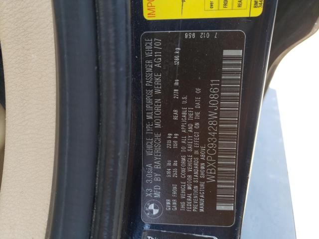 Photo 10 from auction – 2008 BMW X3 3.0SI with VIN WBXPC93428WJ08611