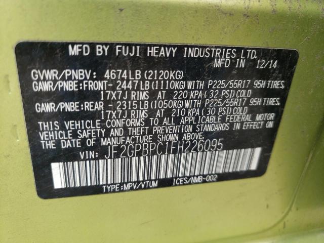 Photo 10 from auction – 2015 SUBARU XV CROSSTR with VIN JF2GPBPC1FH226095