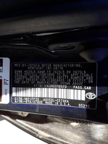 Photo 10 from auction – 2017 TOYOTA CAMRY LE with VIN 4T1BF1FK3HU310570