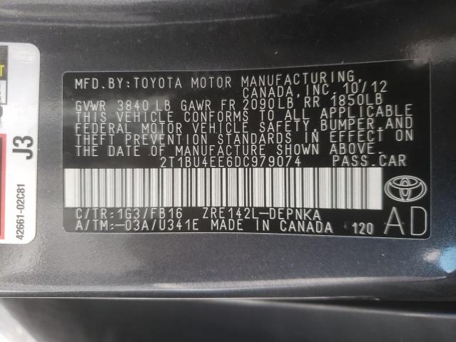 Photo 10 from auction – 2013 TOYOTA COROLLA BA with VIN 2T1BU4EE6DC979074