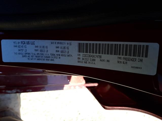 Photo 10 from auction – 2016 CHRYSLER 200 S with VIN 1C3CCCBG4GN174798