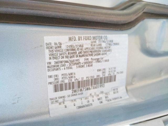 Photo 10 from auction – 2007 MERCURY GRAND MARQ with VIN 2MEFM75W67X601993