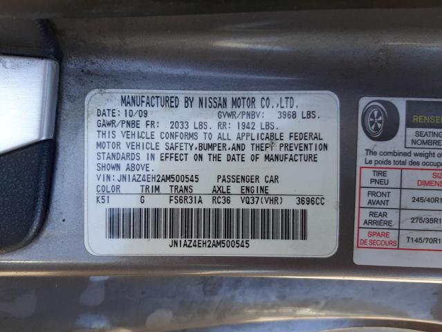 Photo 10 from auction – 2010 NISSAN 370Z with VIN JN1AZ4EH2AM500545
