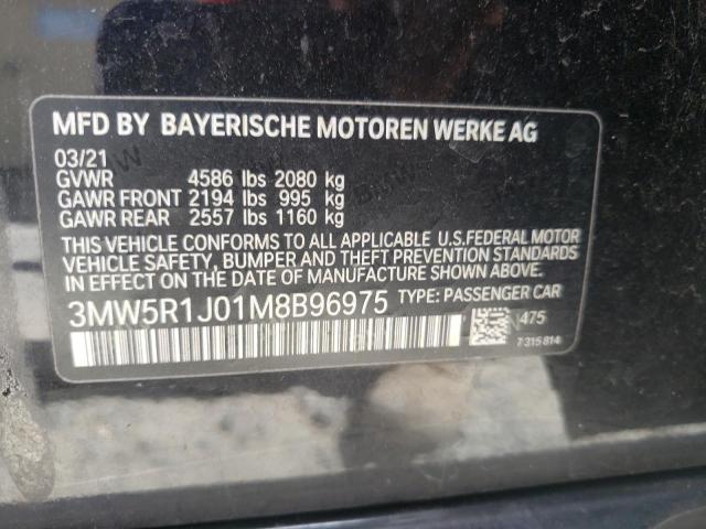 Photo 10 from auction – 2021 BMW 330I with VIN 3MW5R1J01M8B96975