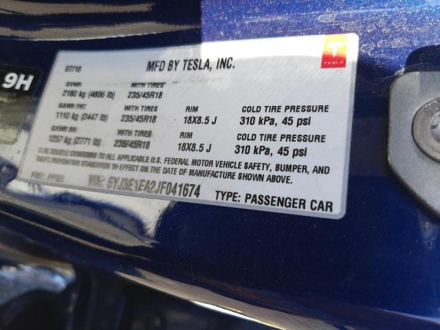 Photo 10 from auction – 2018 TESLA MODEL 3 with VIN 5YJ3E1EA2JF041674